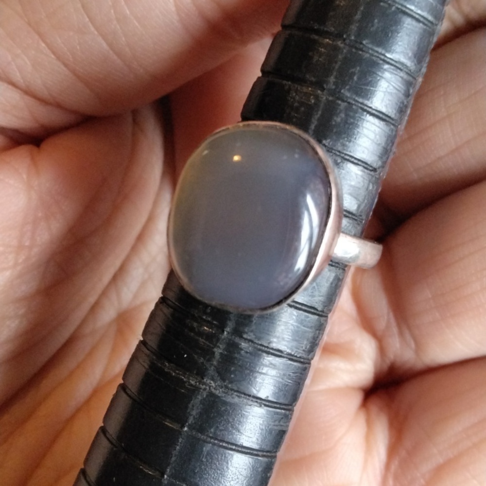 Gray Chalcedony Silver Plated Gemstone Ring - image 2